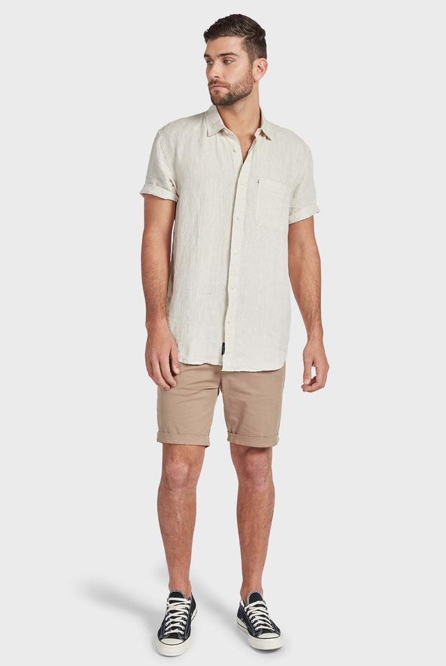 Hampton Linen Short Sleeve Shirt in Oatmeal
