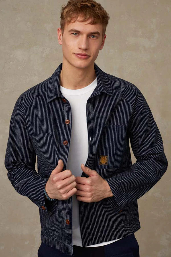 Vlad Jacket in Stripe Indigo