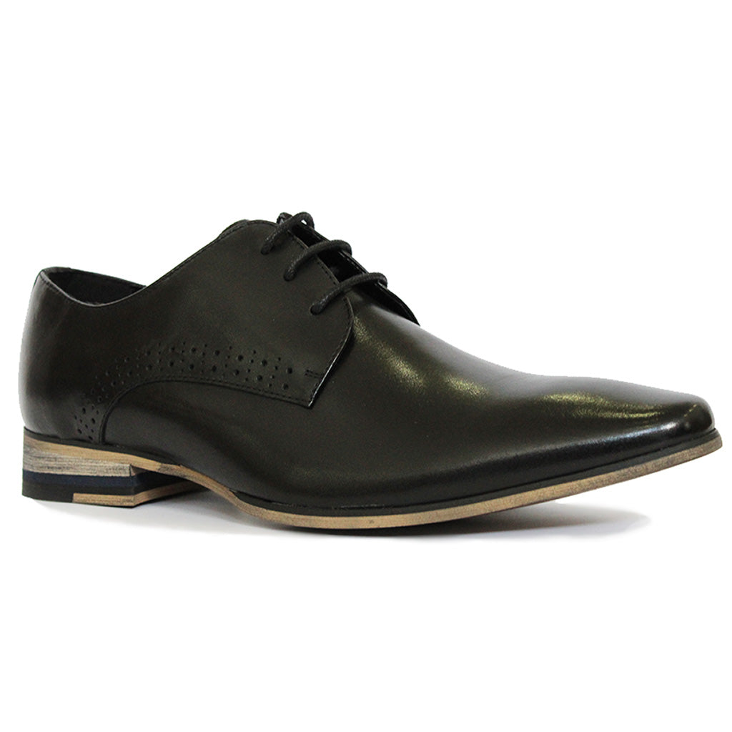 Plant Lace-Up Dress Shoe in Black Leather - Milu James St