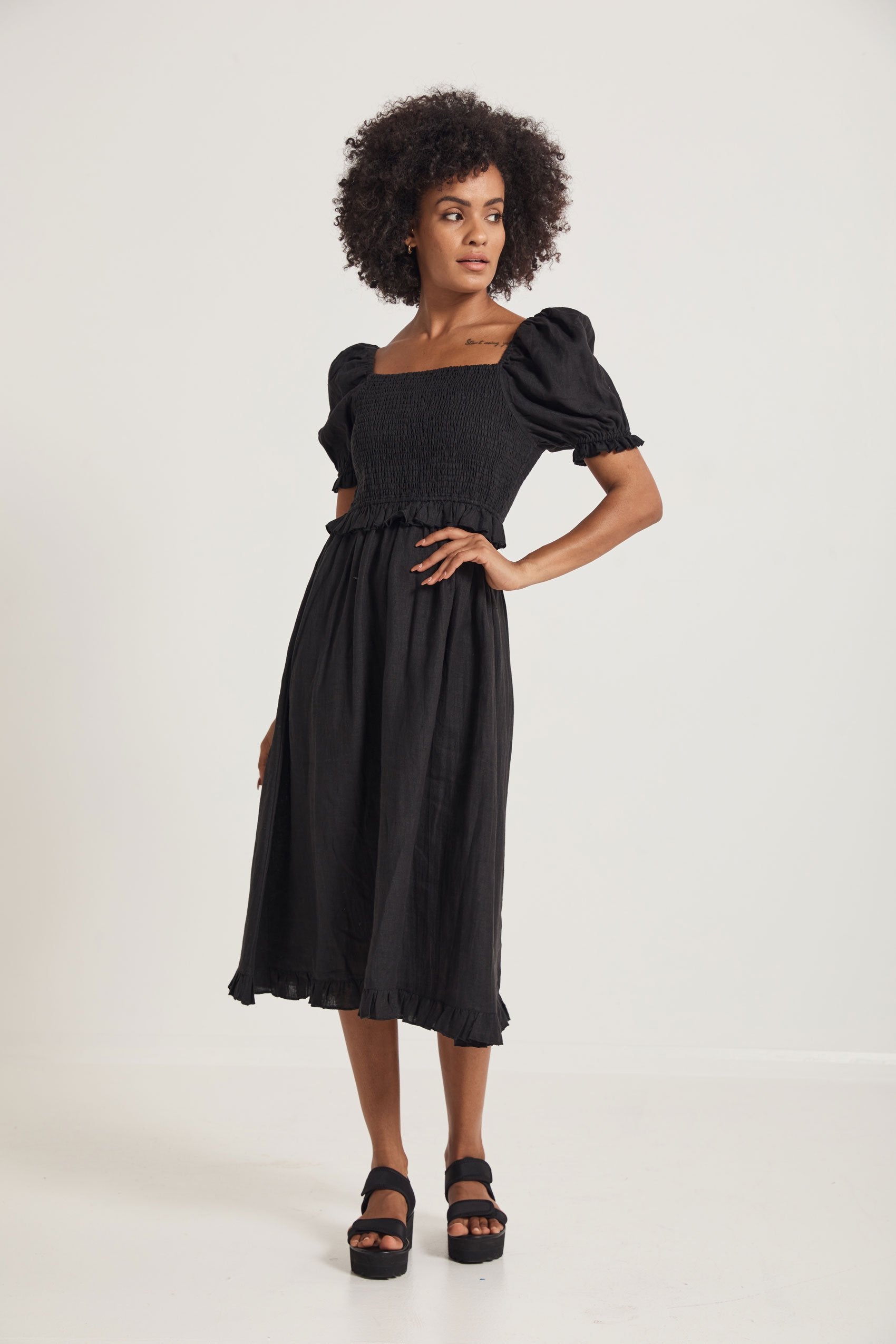 Shiloh Linen Midi Dress - Milu James St