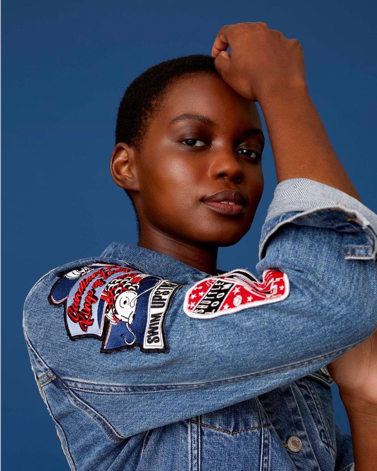 Anna Bio Stretch Blue Badge All Over