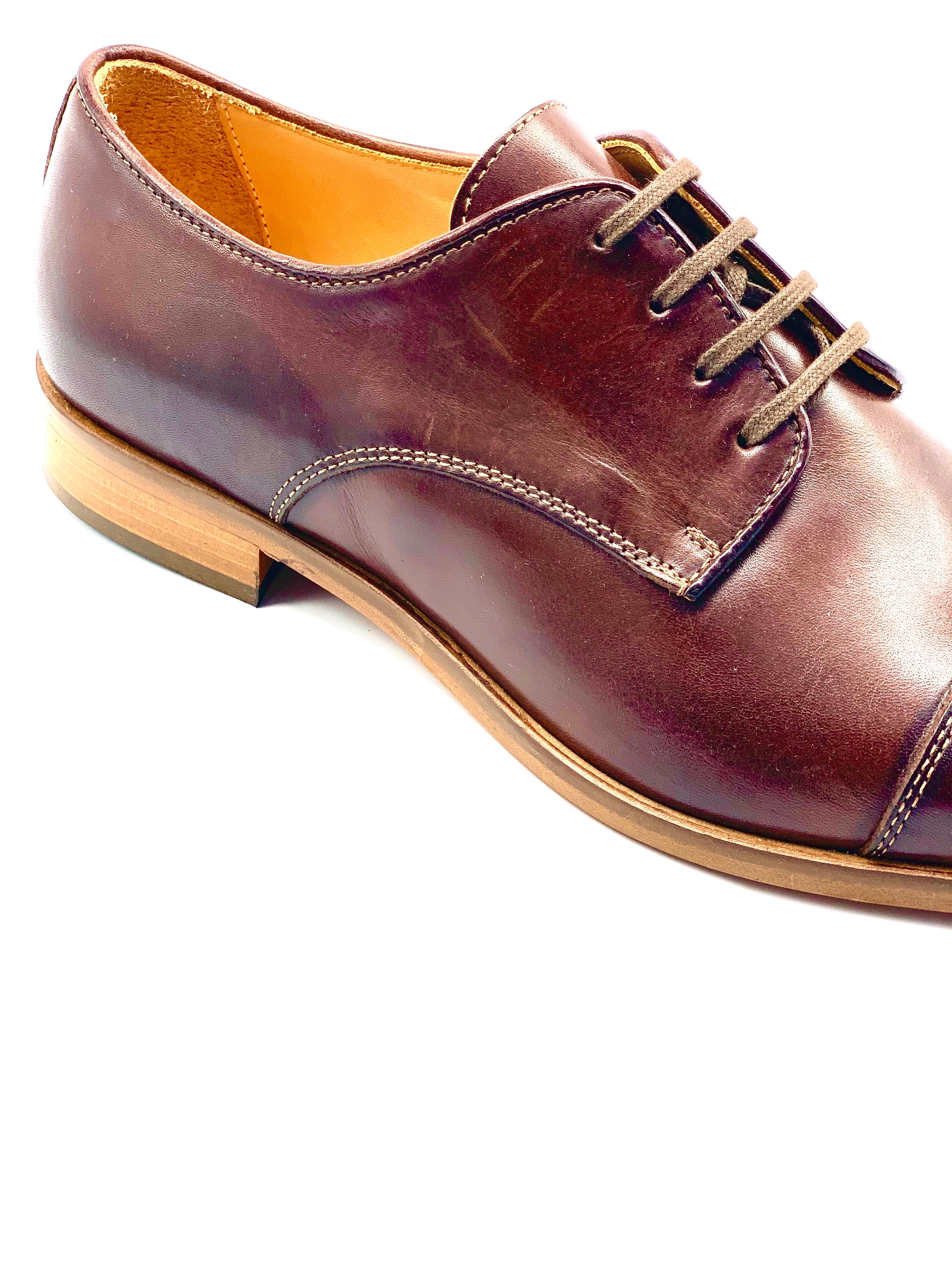 3371 Vitello mens Italian Brandy lace up - Milu James St