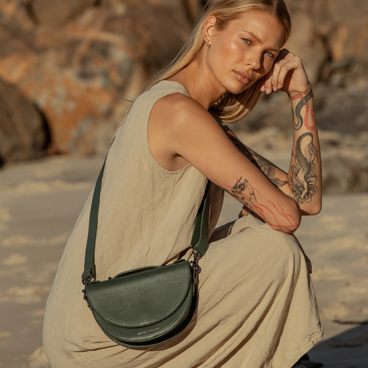 All Nighter Leather Crossbody Bag in Green