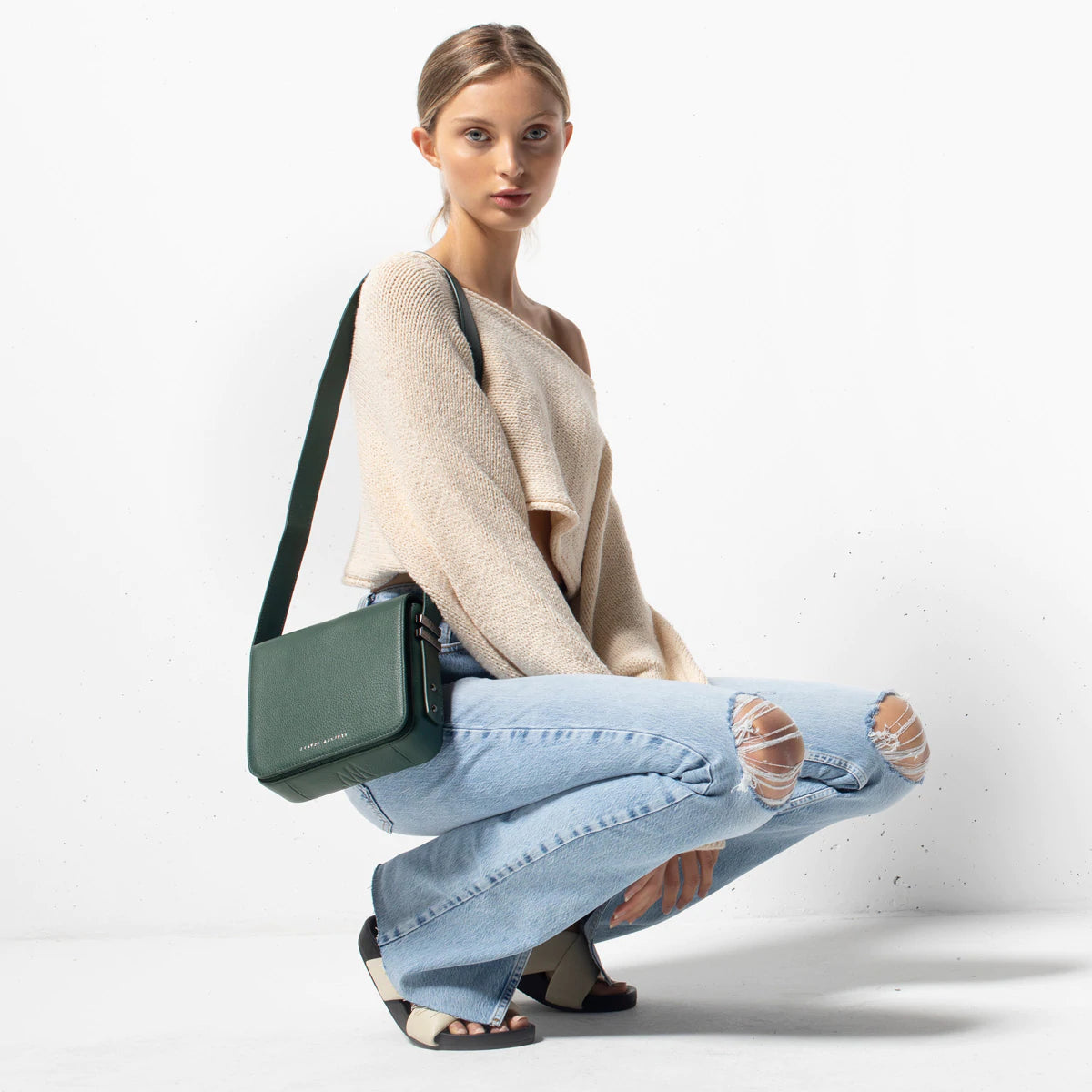 Want To Believe Leather Bag in Green