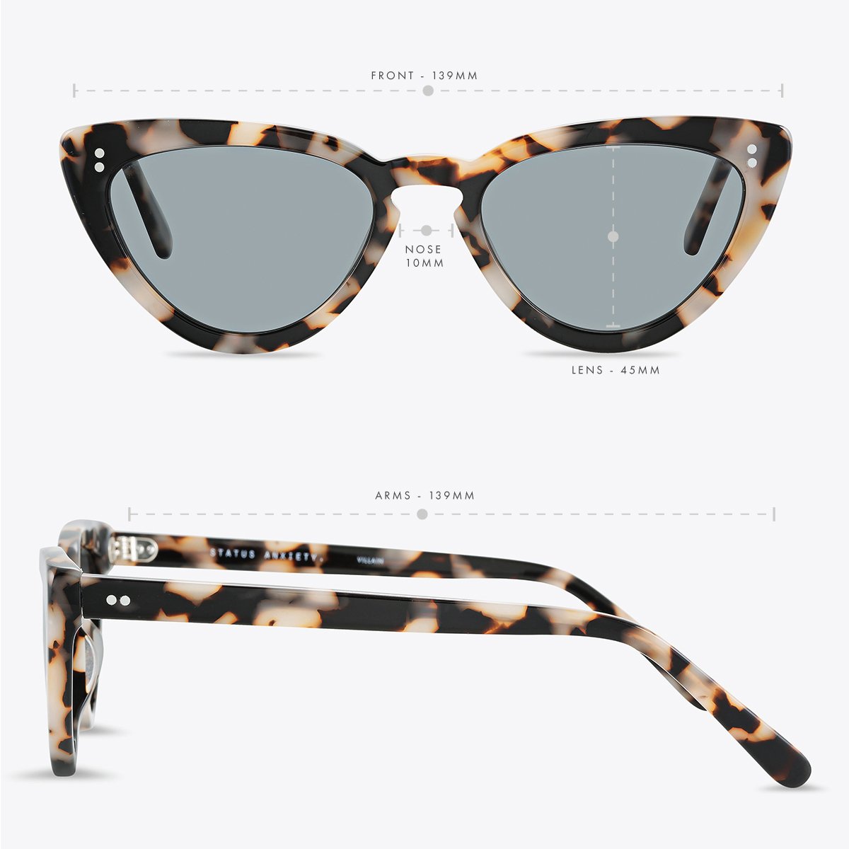 Villain Sunglasses in White Tort