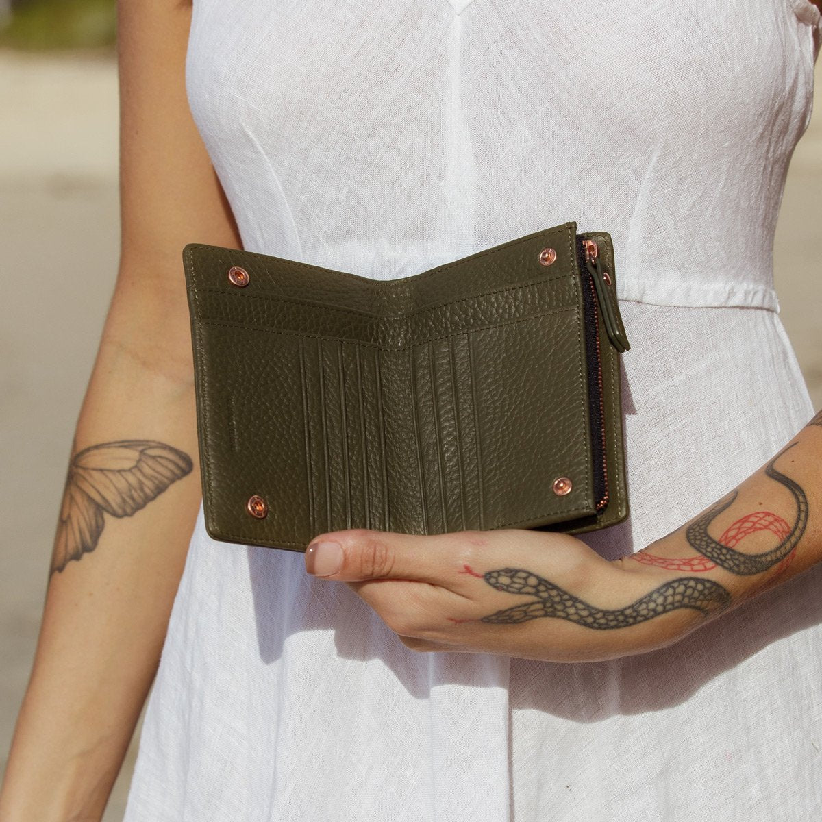 Insurgency Leather Wallet in Khaki