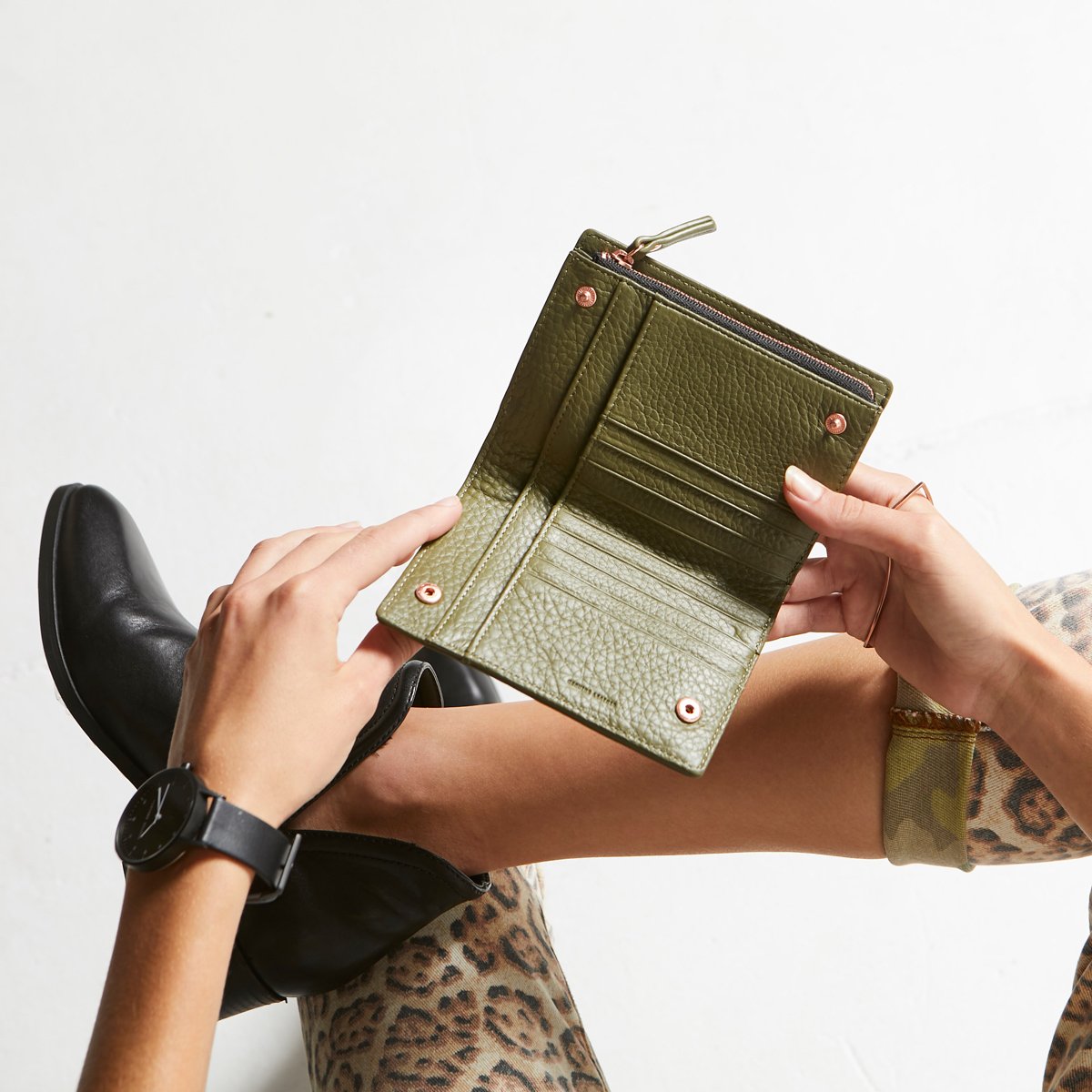 Insurgency Leather Wallet in Khaki