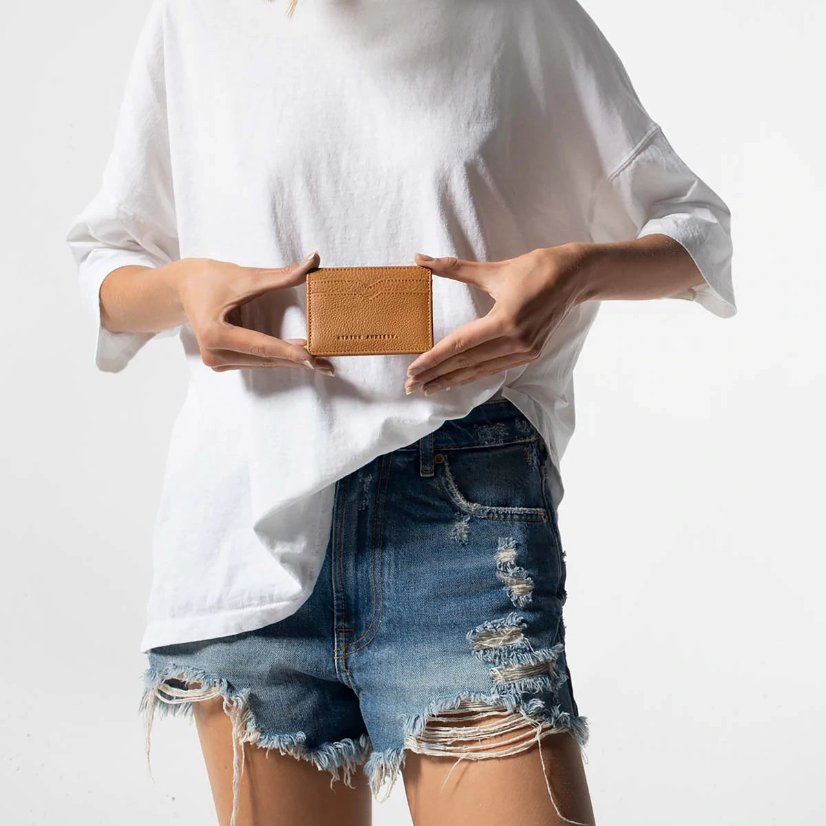 Together For Now Leather Card Wallet in Tan