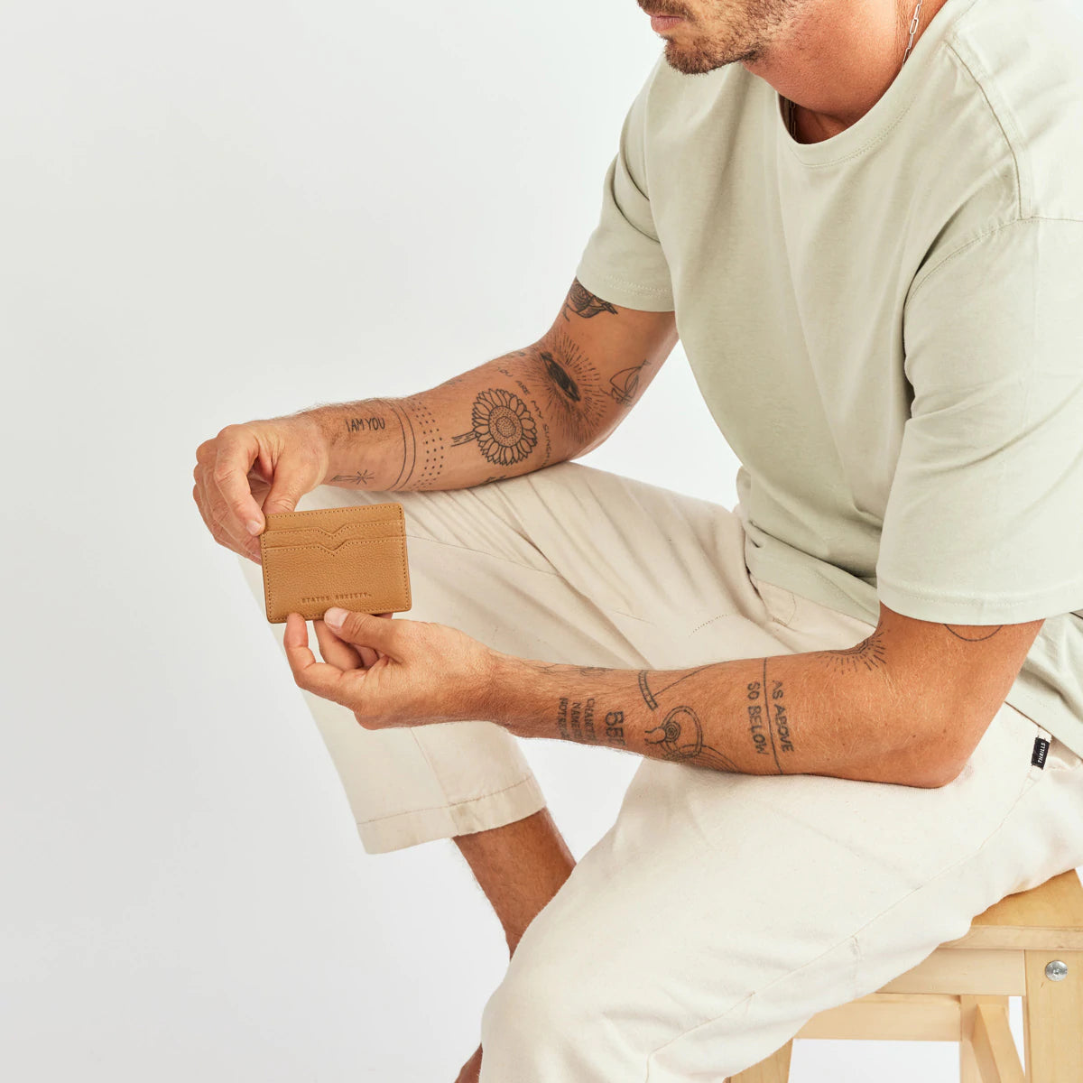 Together For Now Leather Card Wallet in Tan