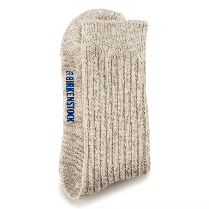 Cotton Slub Socks in Beige White