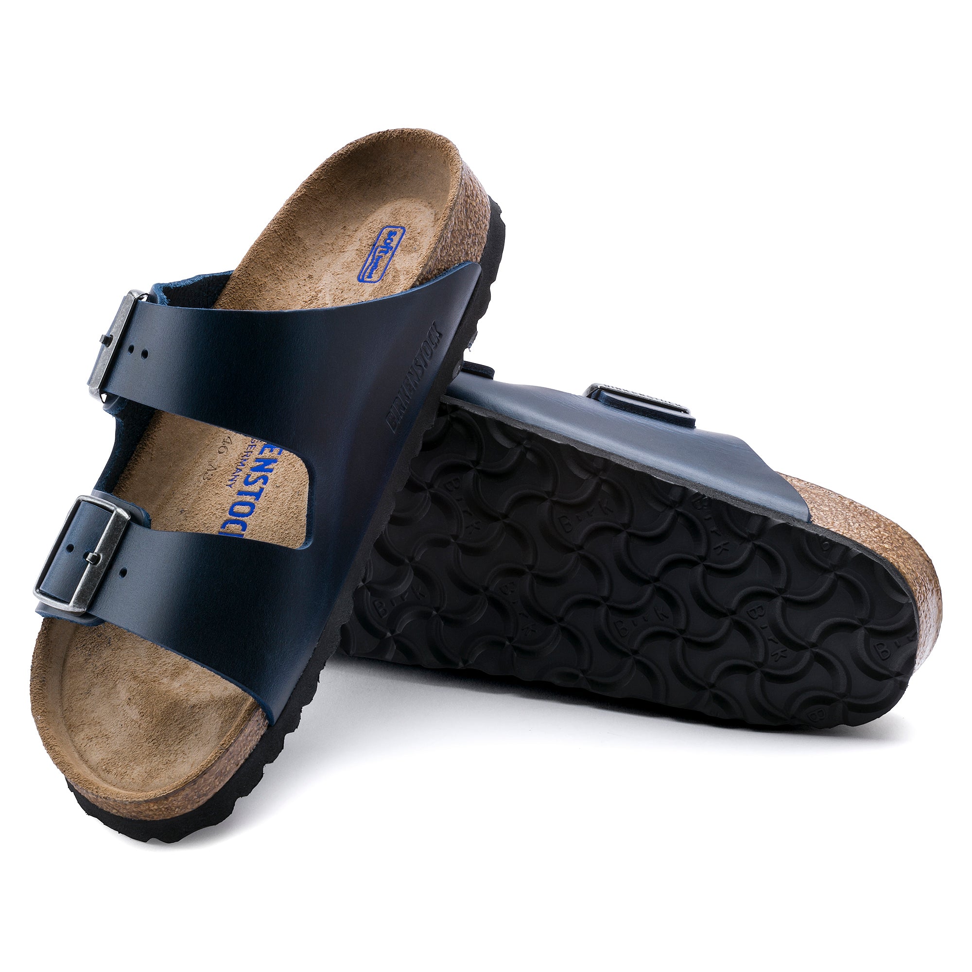 Arizona Smooth Leather in Blue (Classic Footbed - Suede Lined) - Milu James St