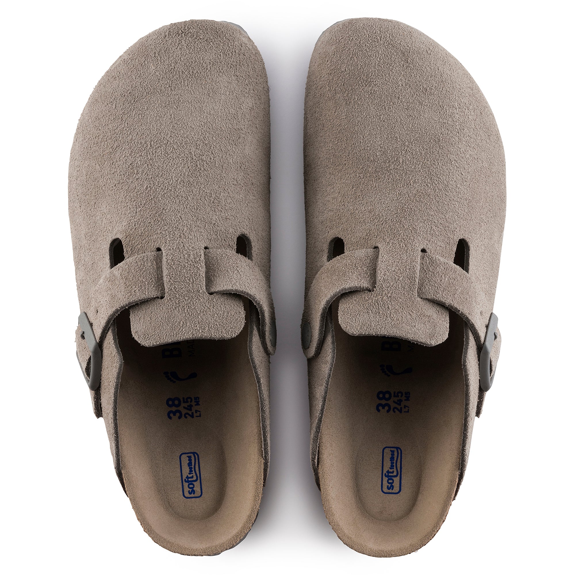 Boston Suede Leather in Stone Coin (Soft Footbed)