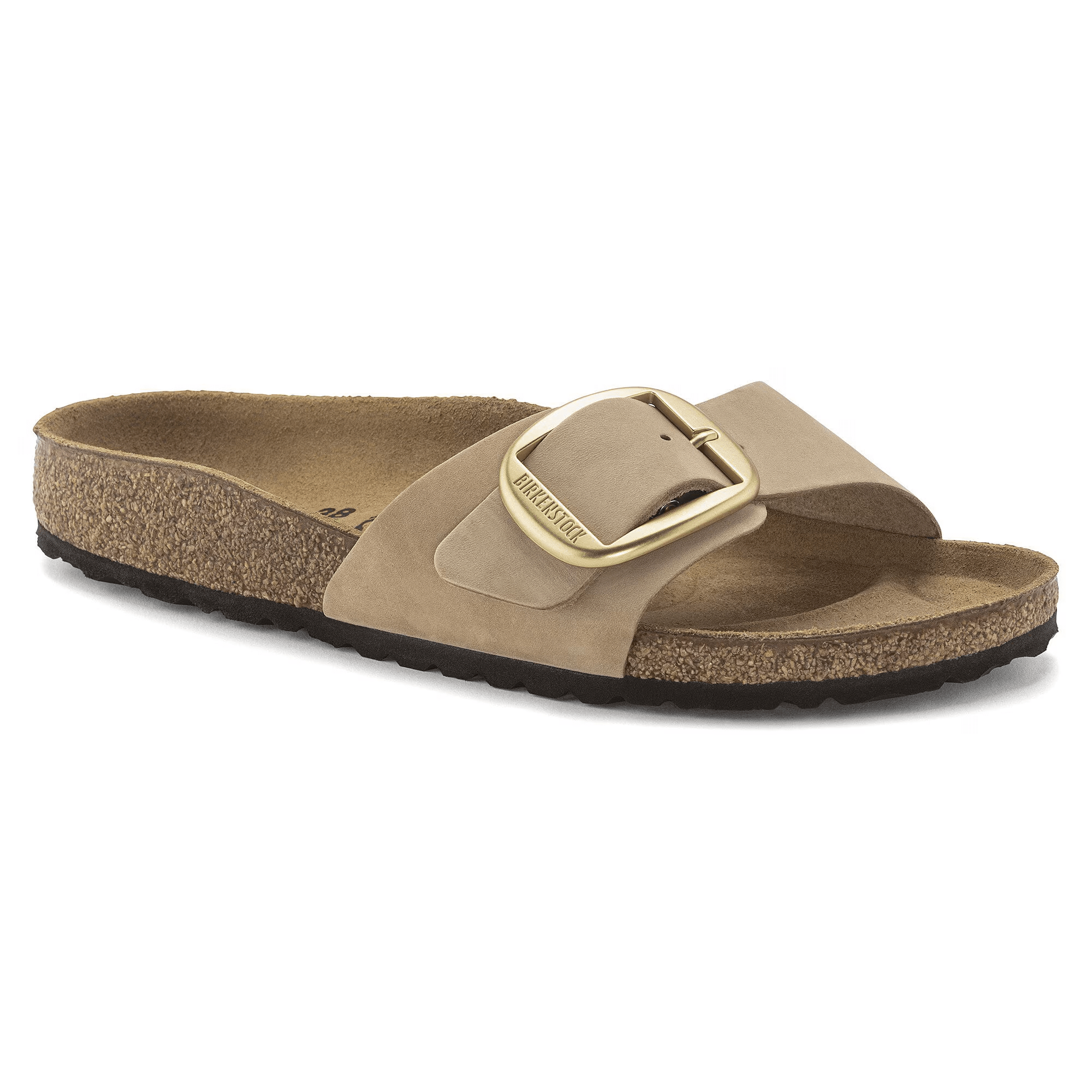 Madrid Big Buckle Nubuck Leather in Sandcastle