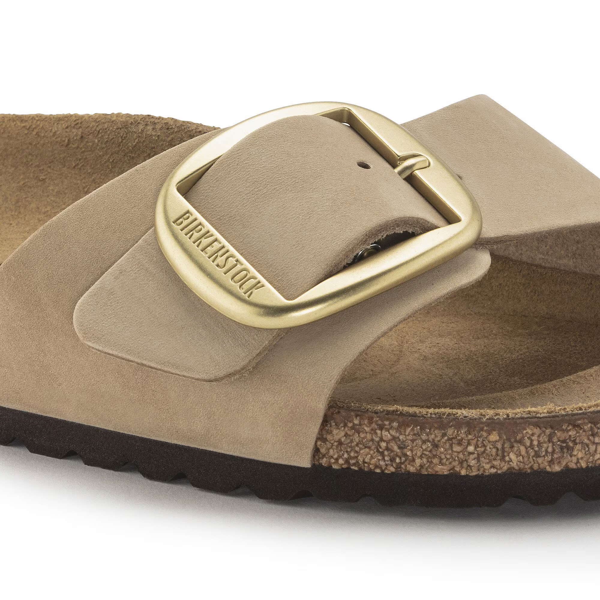 Madrid Big Buckle Nubuck Leather in Sandcastle