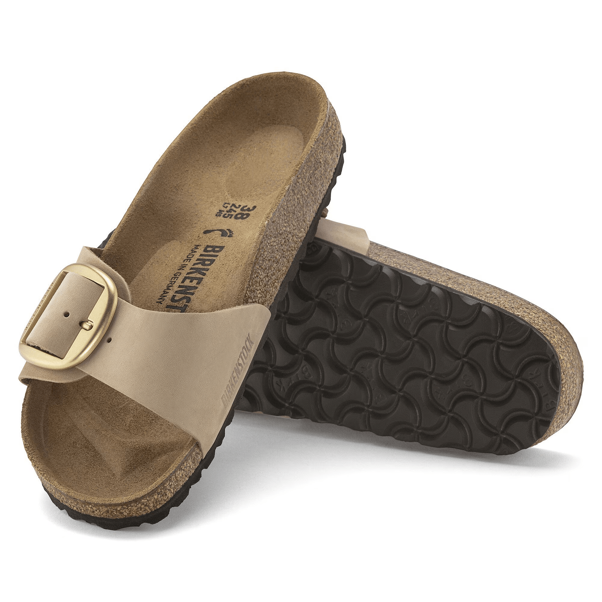 Madrid Big Buckle Nubuck Leather in Sandcastle