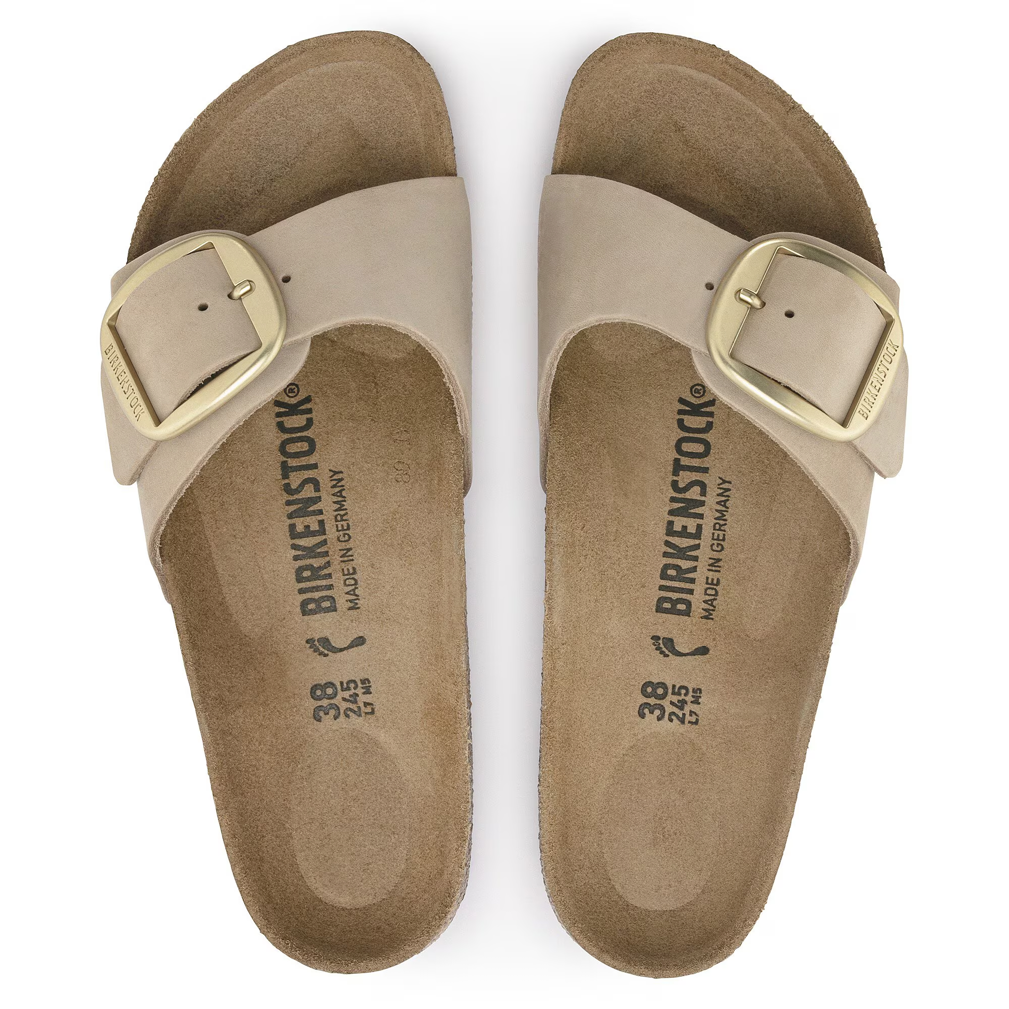 Madrid Big Buckle Nubuck Leather in Sandcastle