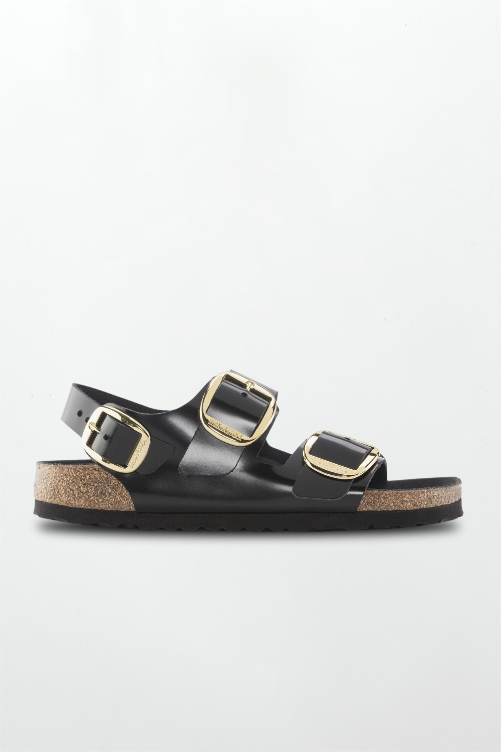 Milano Big Buckle Natural Leather Patent in High Shine Black