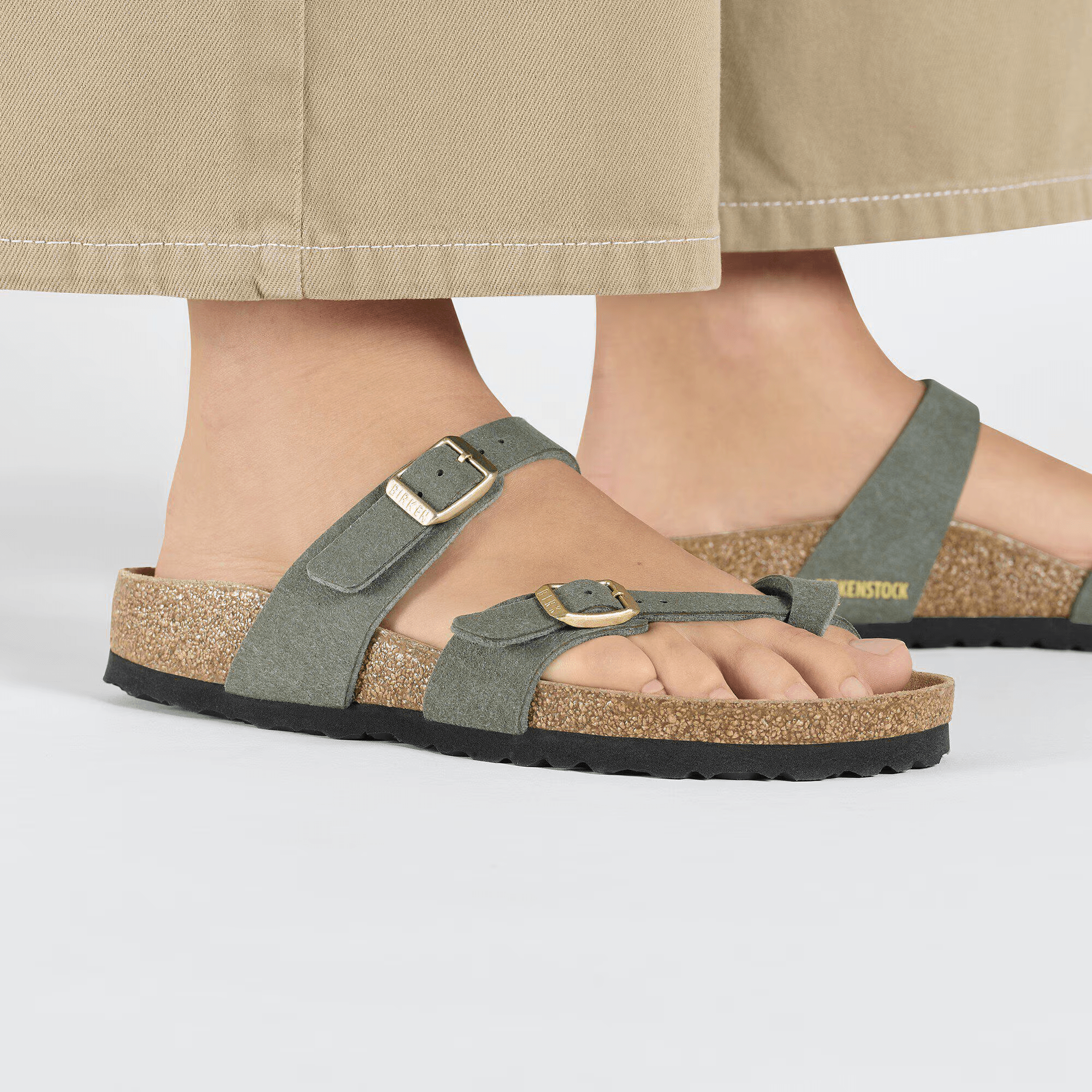 Mayari Synthetic in Soft Birki Vegan Thyme - Milu James St
