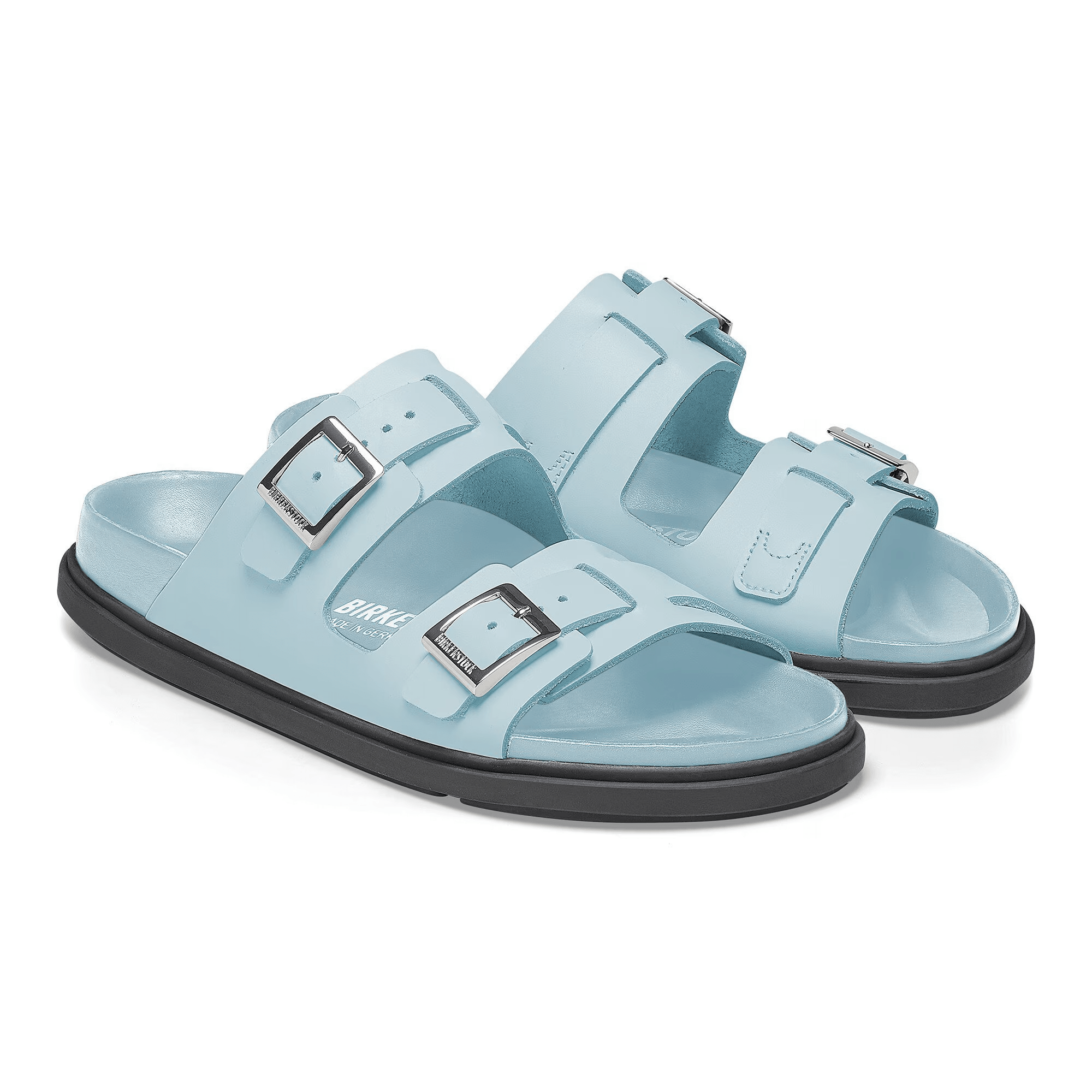 St Barths Natural Leather in Mineral Blue