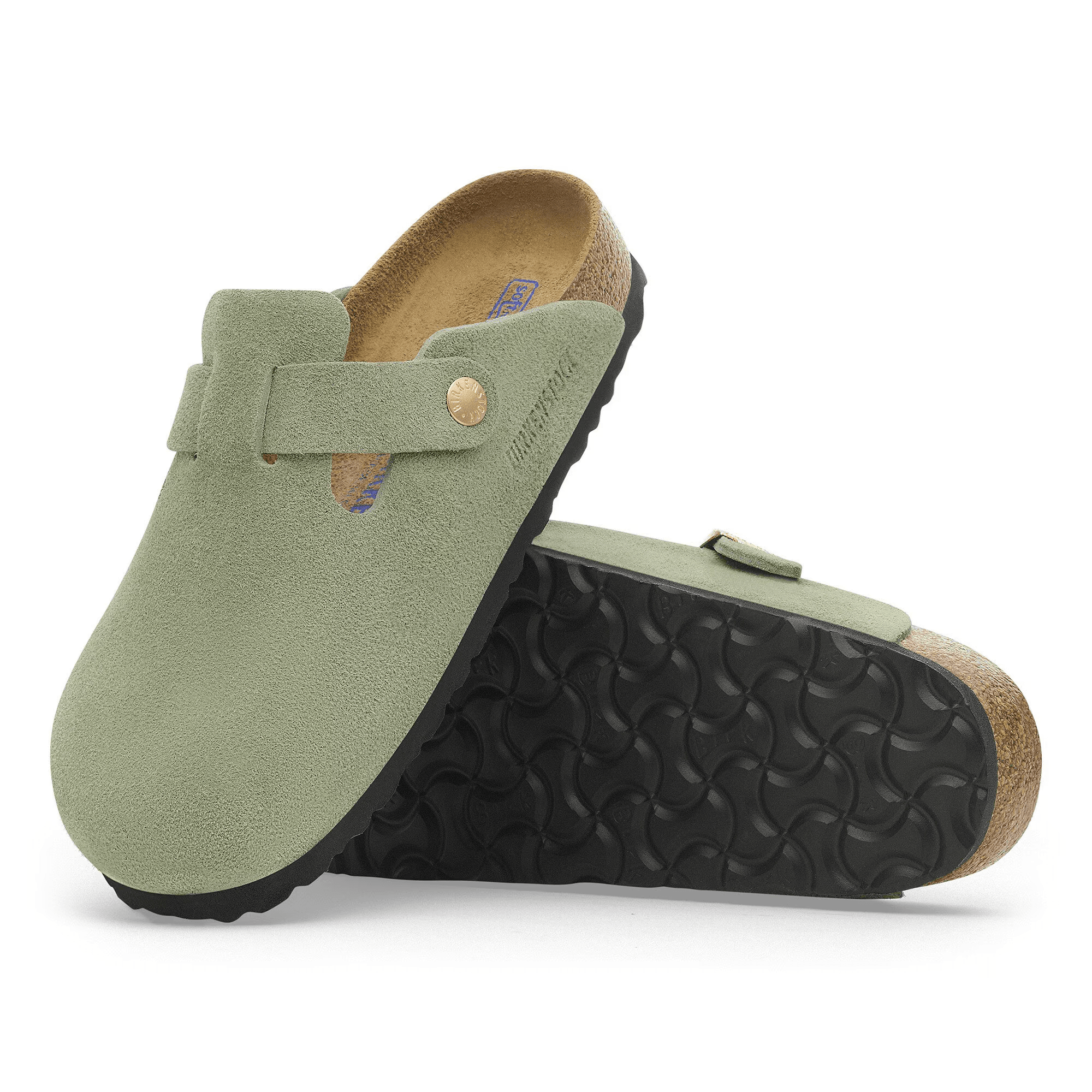 Boston Suede Leather in Green Tea (Soft Footbed)