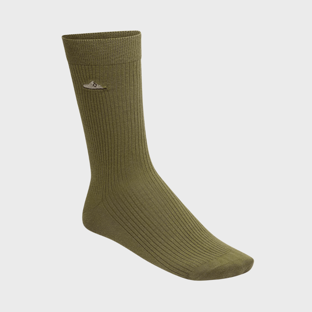 Cotton Ribbed Socks in Pine Green