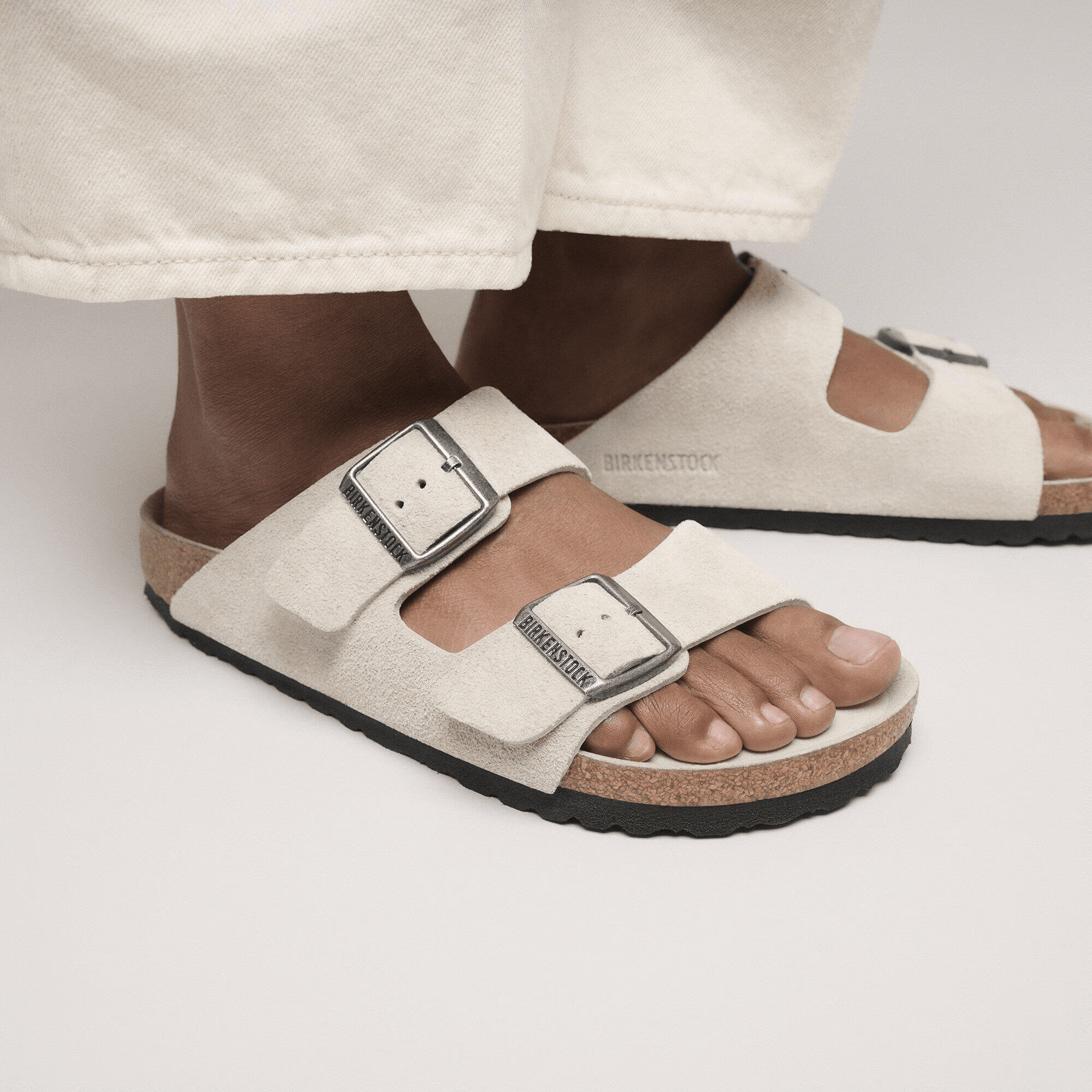Arizona Suede Leather in Oyster Tonal (Soft Footbed) - Milu James St