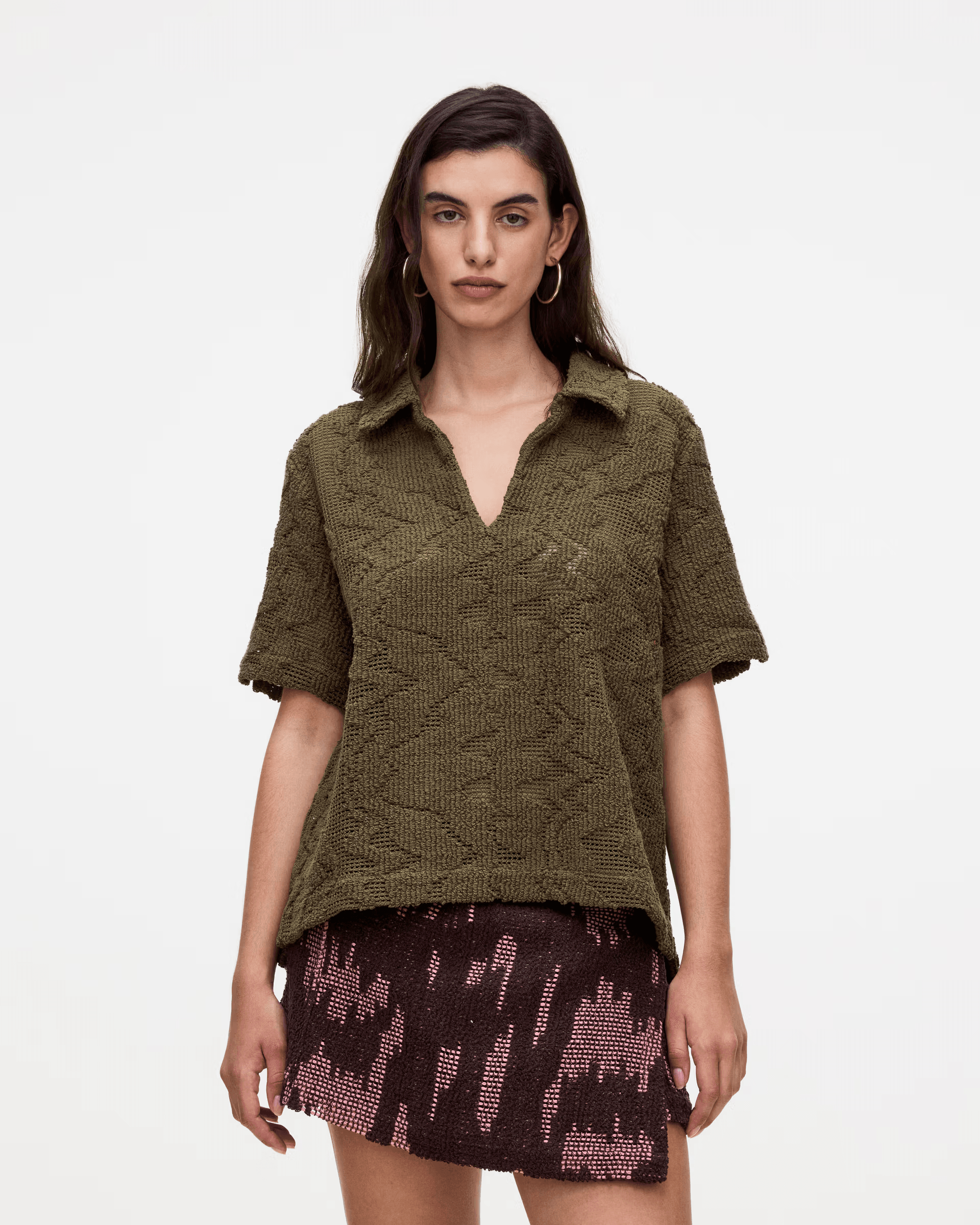 Crochet Shirt in Pine Verve Jaffa