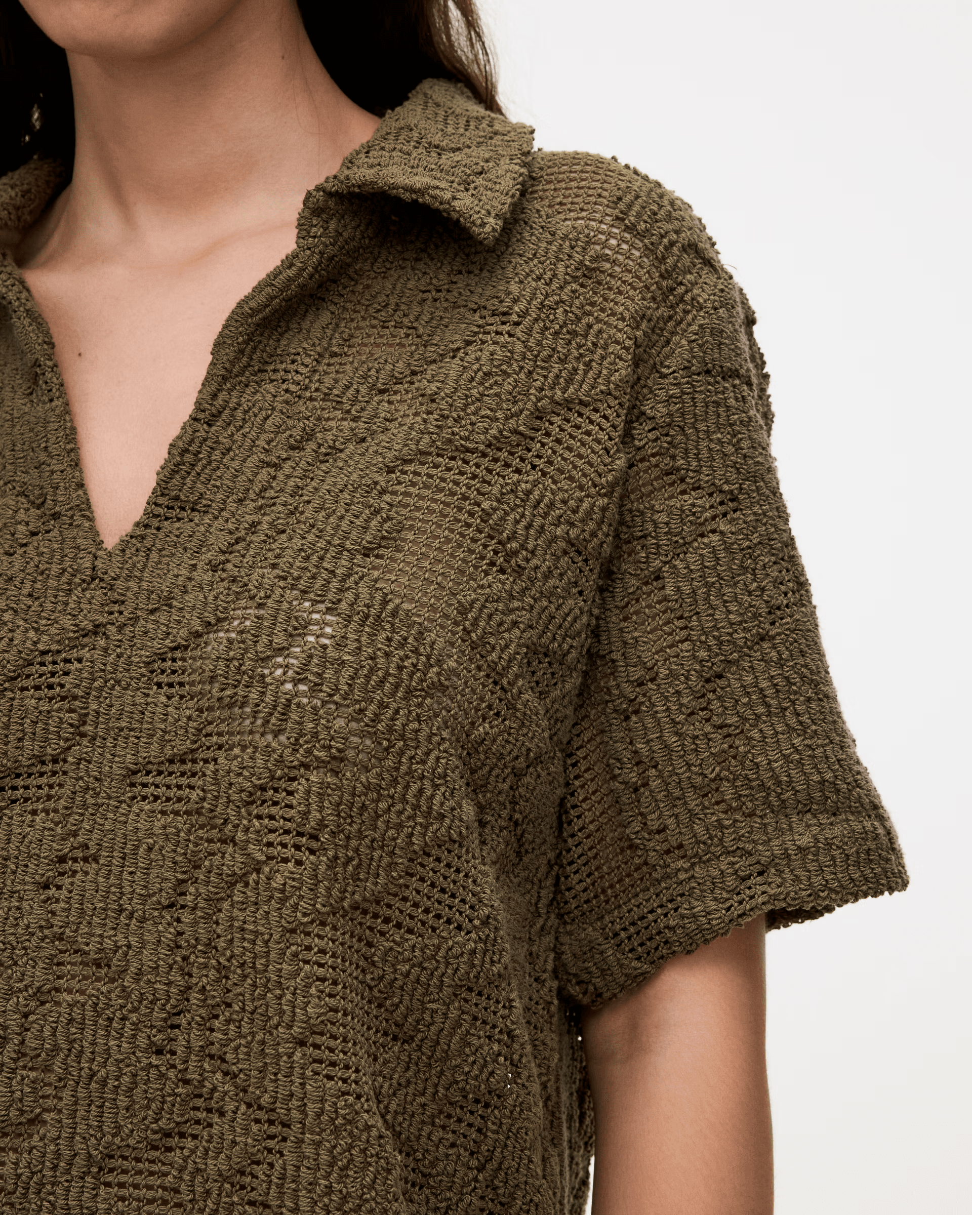 Crochet Shirt in Pine Verve Jaffa