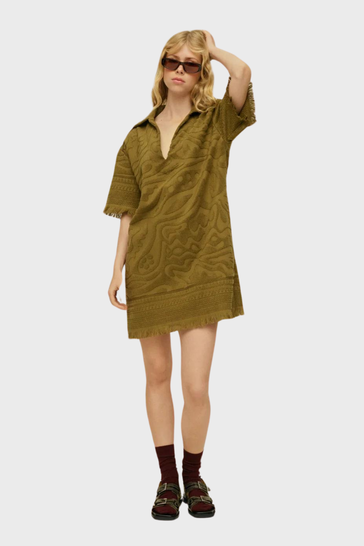 Terry Dress in Olive Aya