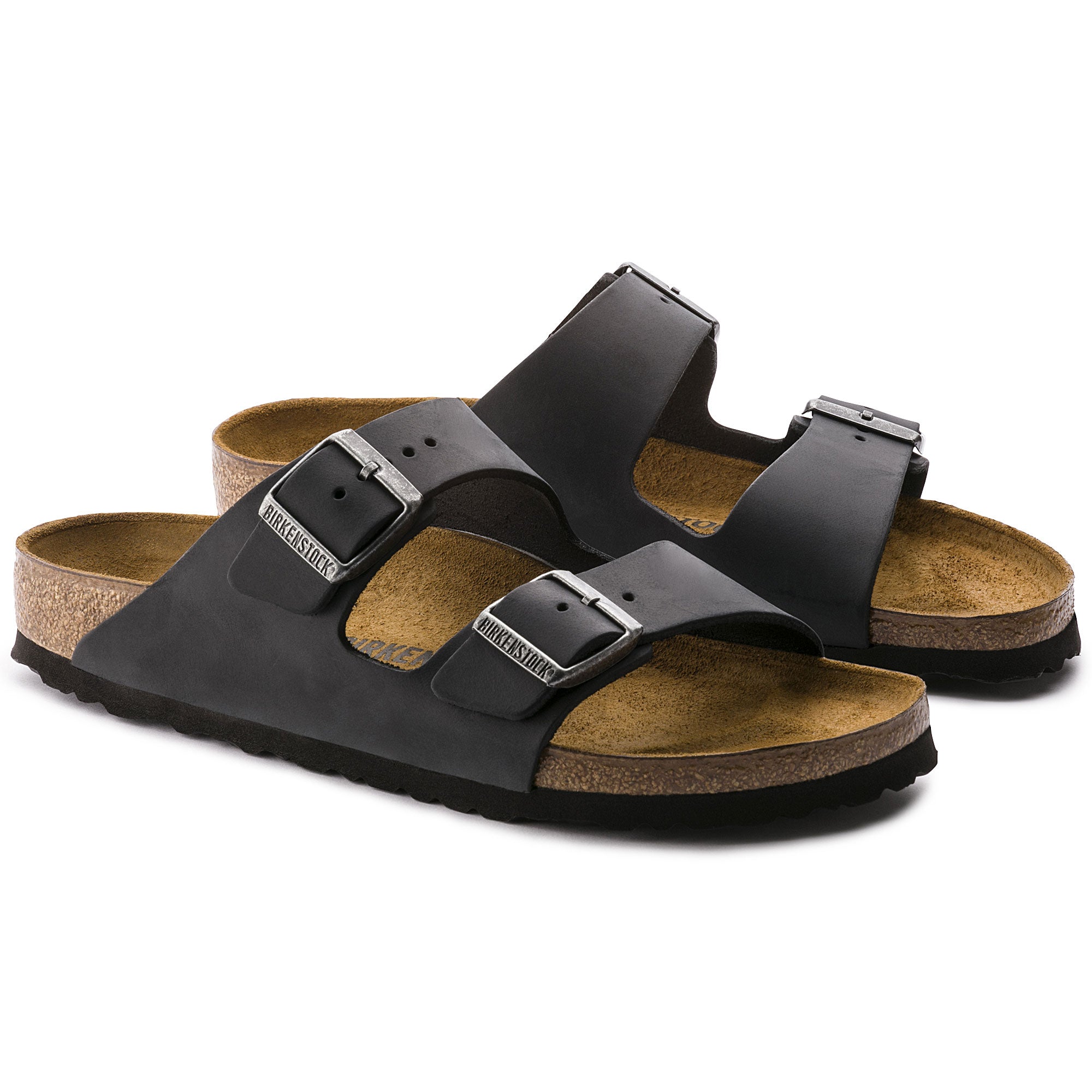 Arizona Oiled Leather in Black (Classic Footbed - Suede Lined)