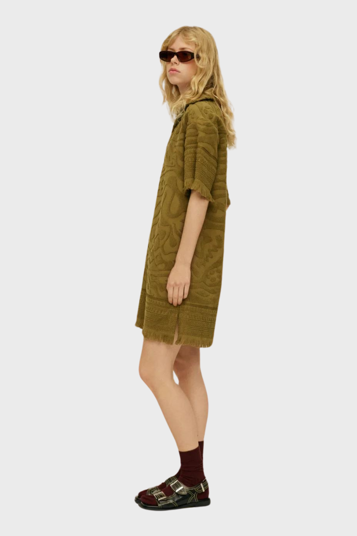 Terry Dress in Olive Aya