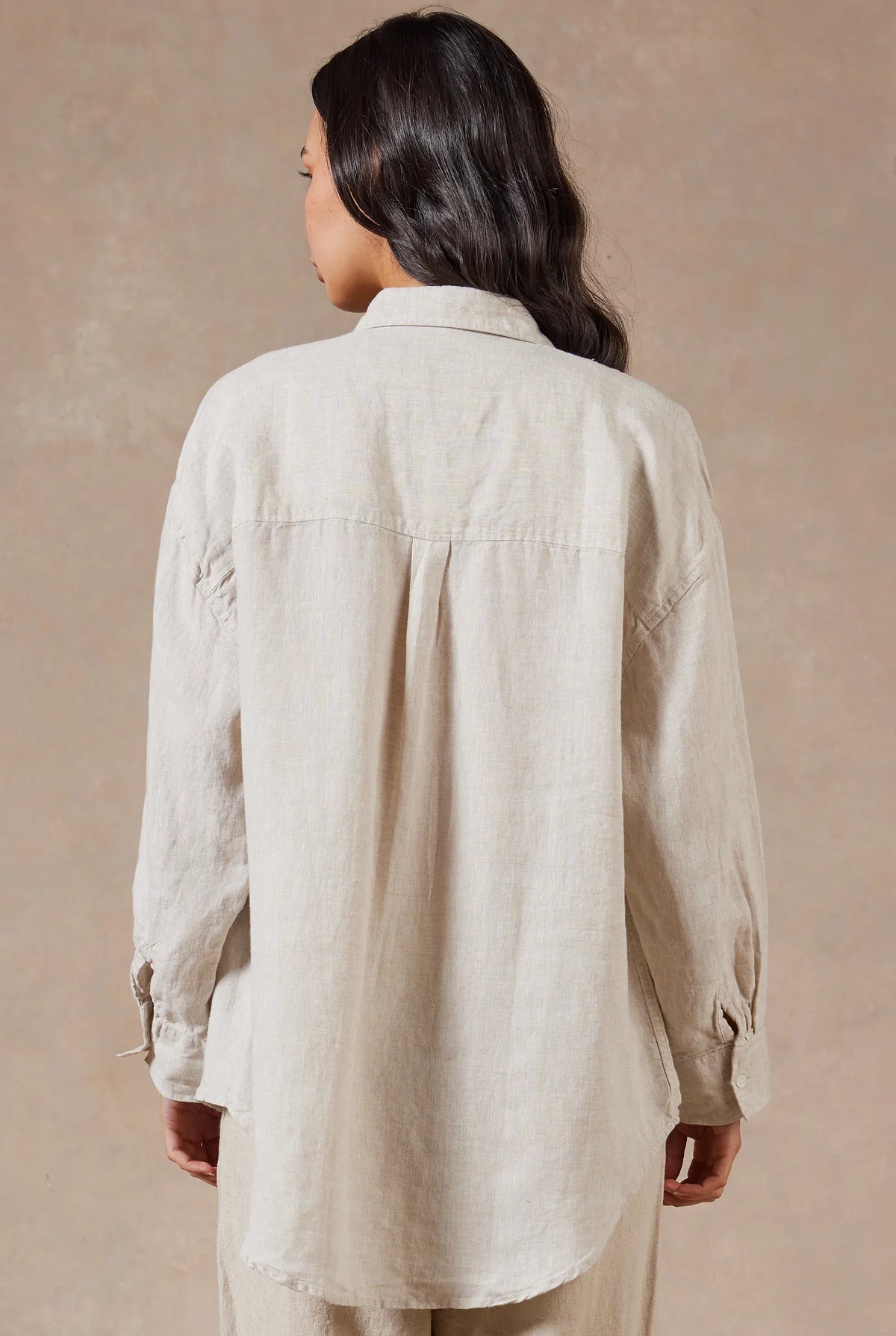 (W) Hampton L/S Linen Shirt in Oatmeal