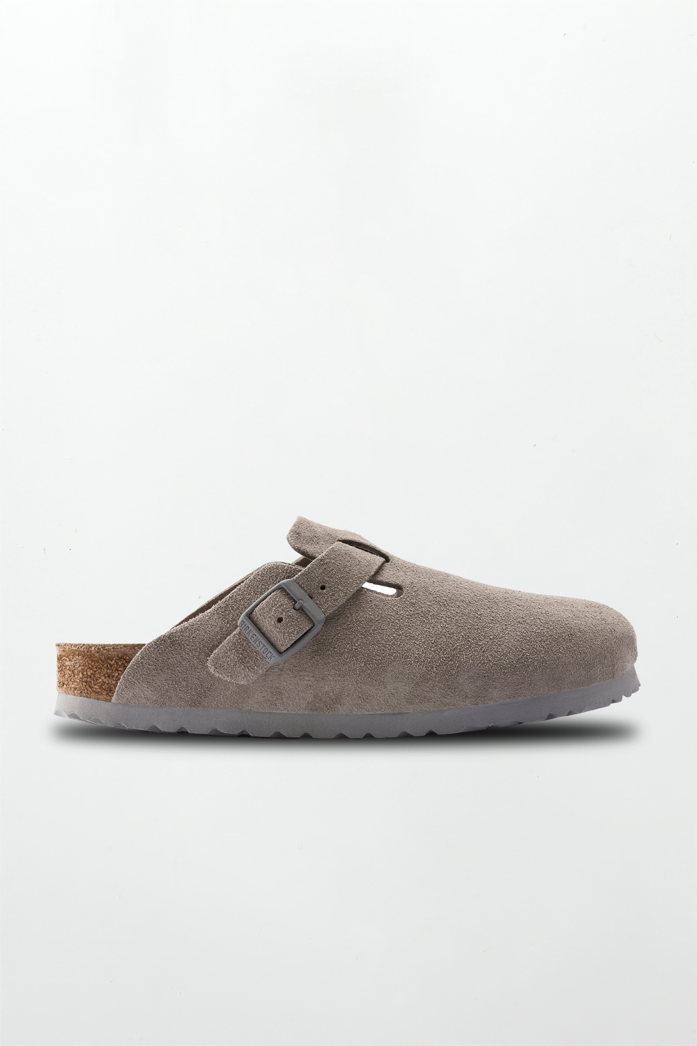 Birkenstock Boston Suede Leather in Stone Coin Soft Footbed