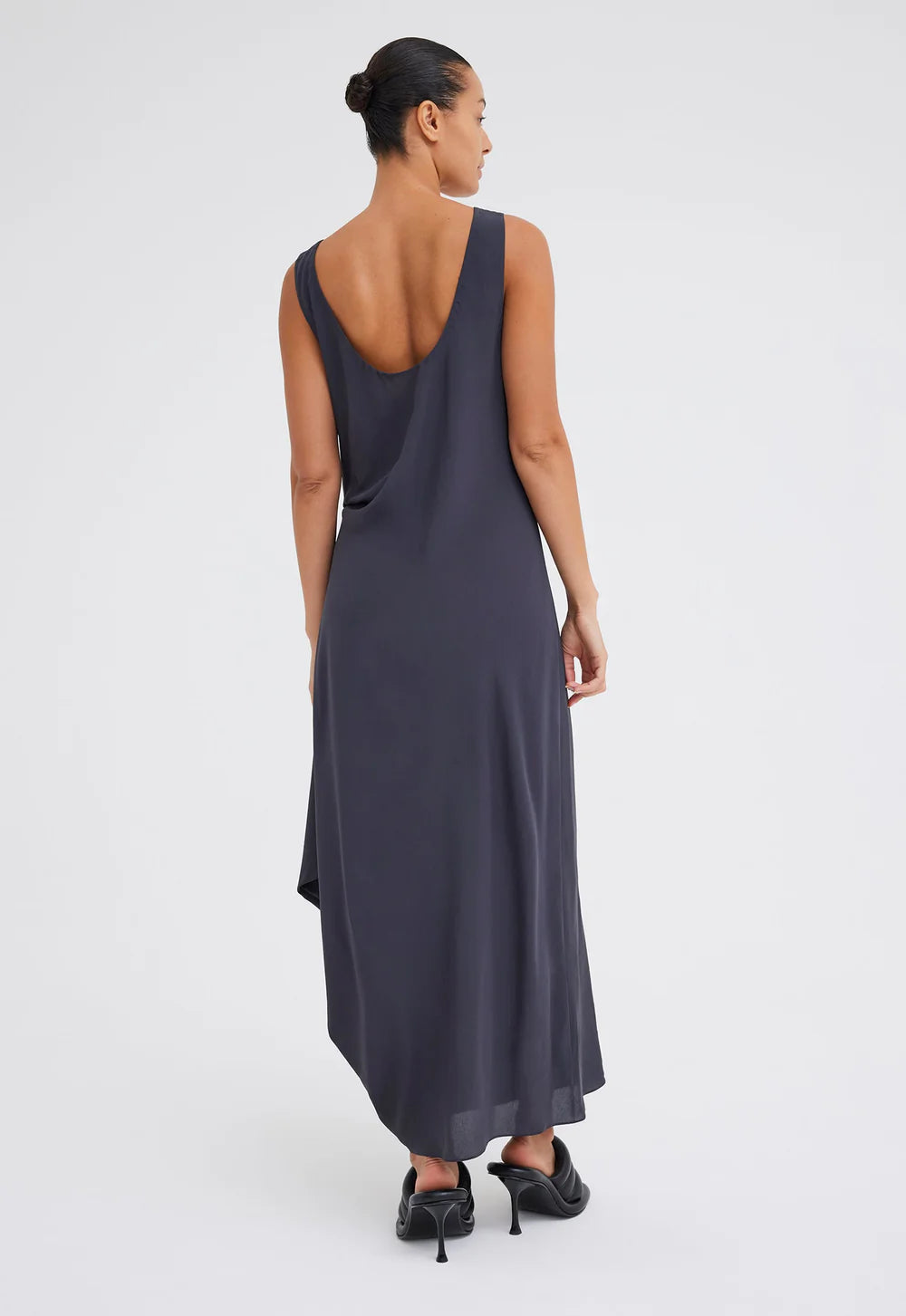 Cloe Silk Maxi Dress in Steelo Grey