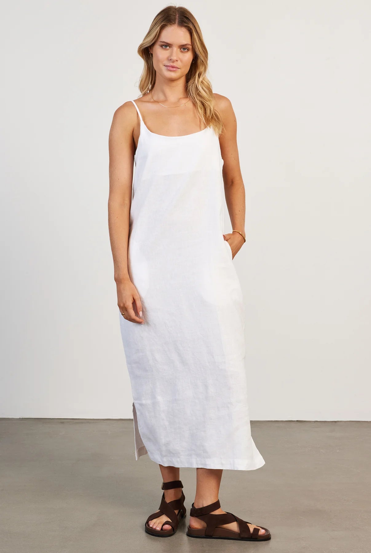 Essential Linen Slip Dress in White