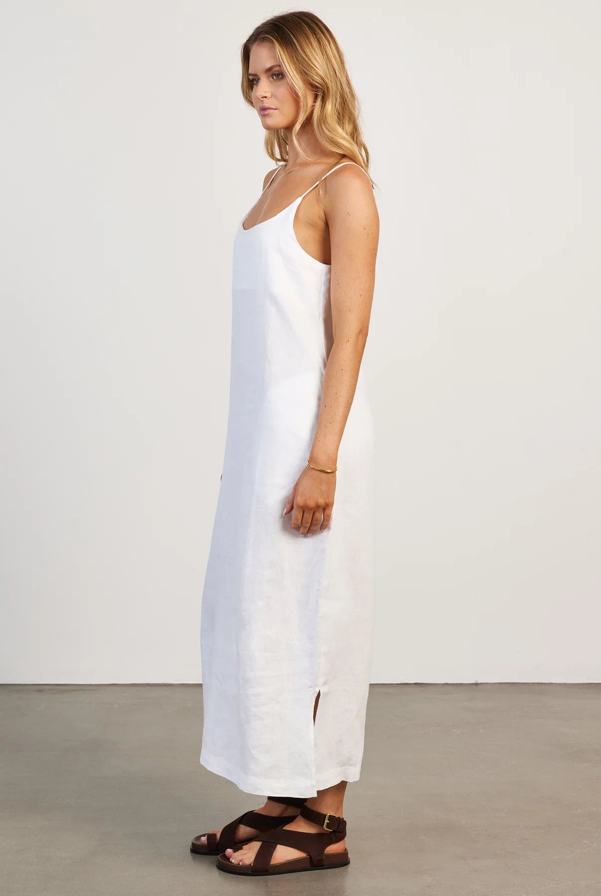Essential Linen Slip Dress in White