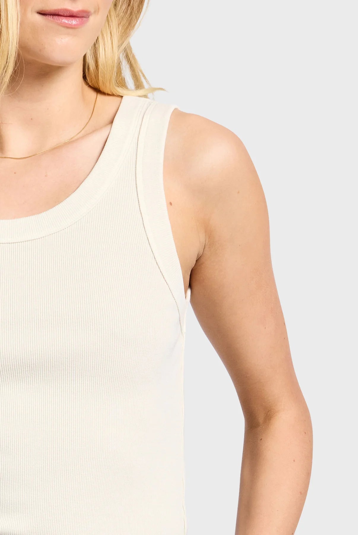 Essential Rib Tank in Light Almond