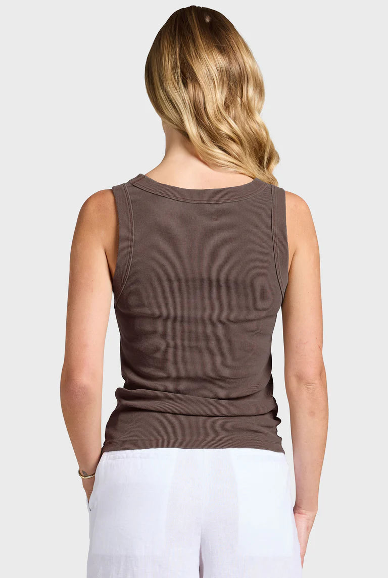 (W) Essential Rib Tank in Mahogany - Milu James St