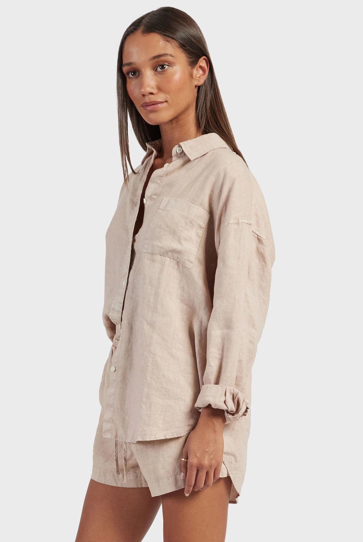 (W) Hampton Linen Shirt in Rose Cloud