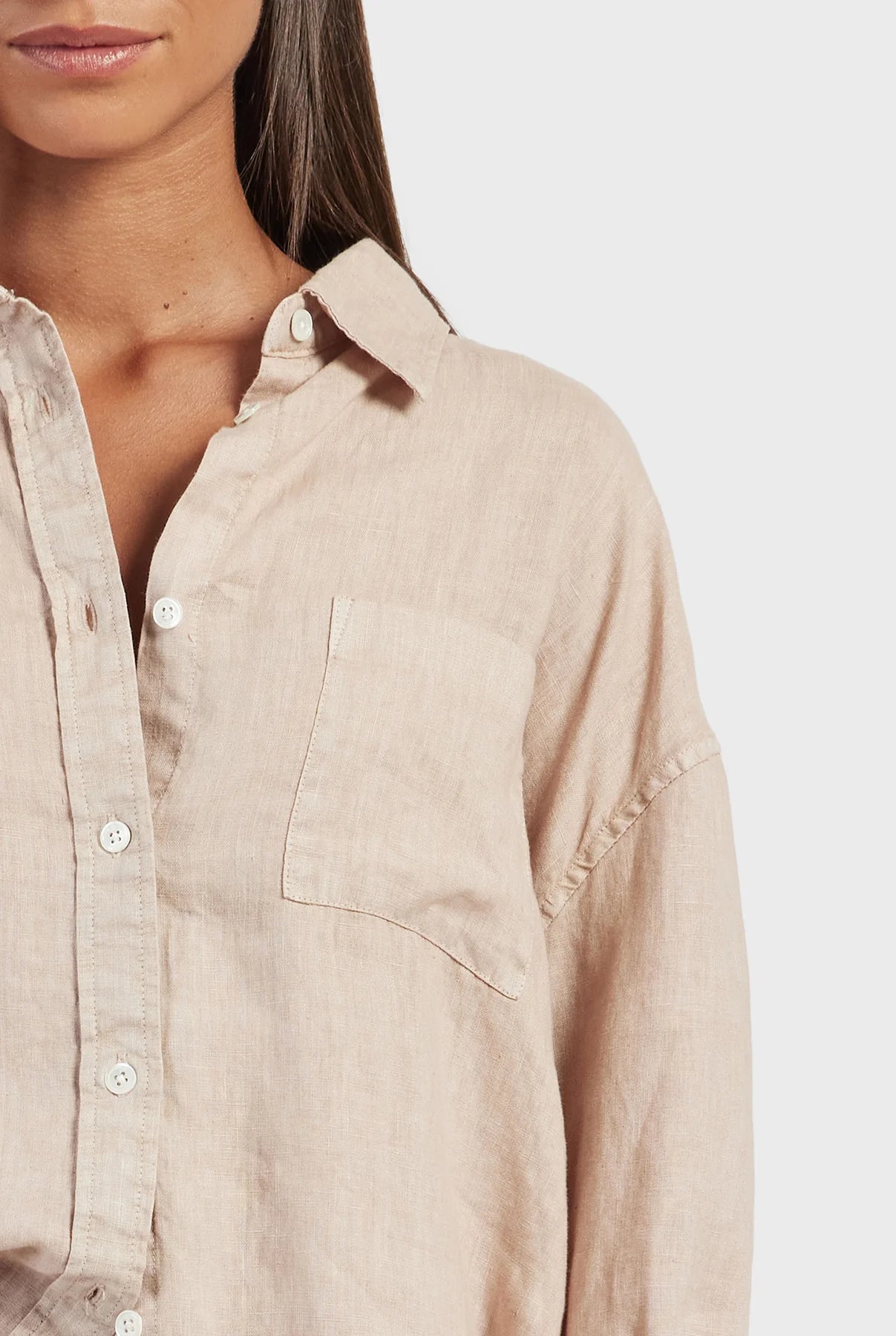(W) Hampton Linen Shirt in Rose Cloud