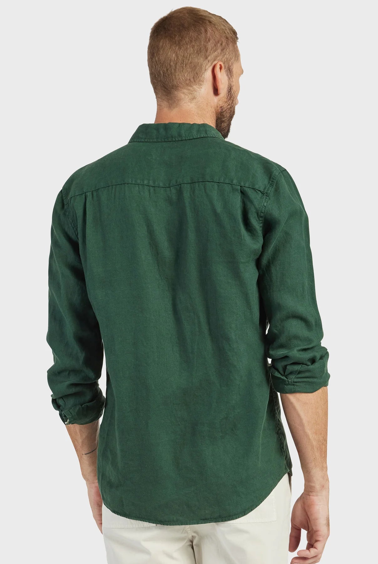 Hampton Linen Shirt in Sherwood Green