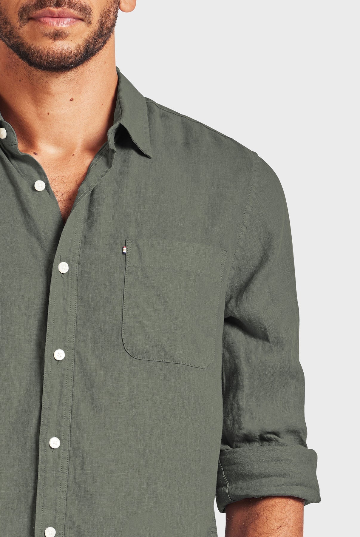 Hampton Linen Shirt in Smoke Pine