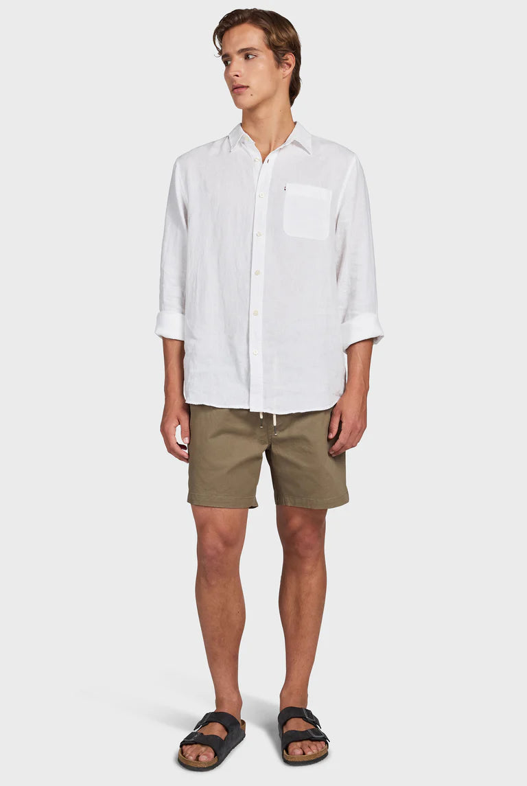 Hampton L/S Linen Shirt in White