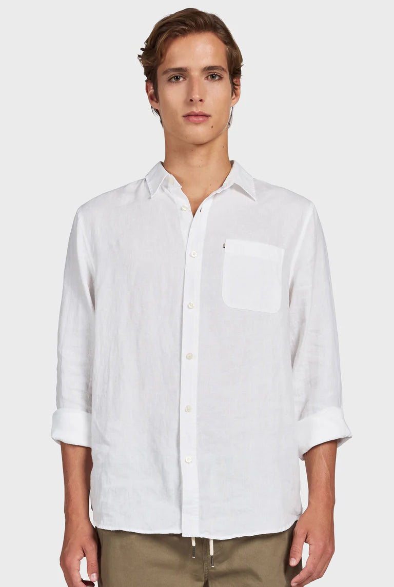 Hampton L/S Linen Shirt in White - Milu James St