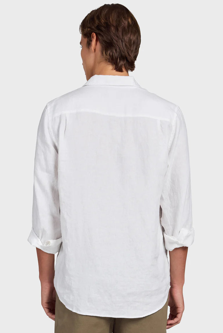 Hampton L/S Linen Shirt in White - Milu James St