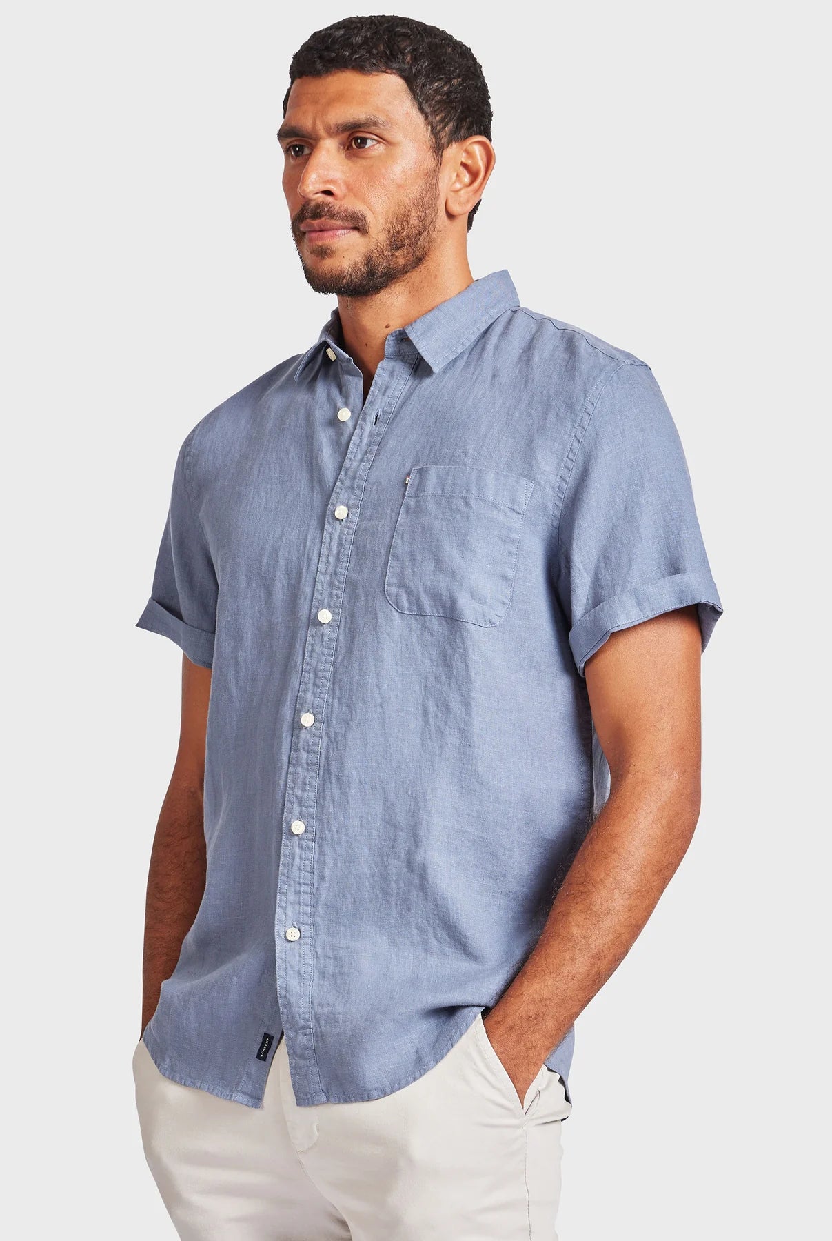 Hampton Linen Short Sleeve Shirt in Dutch Blue