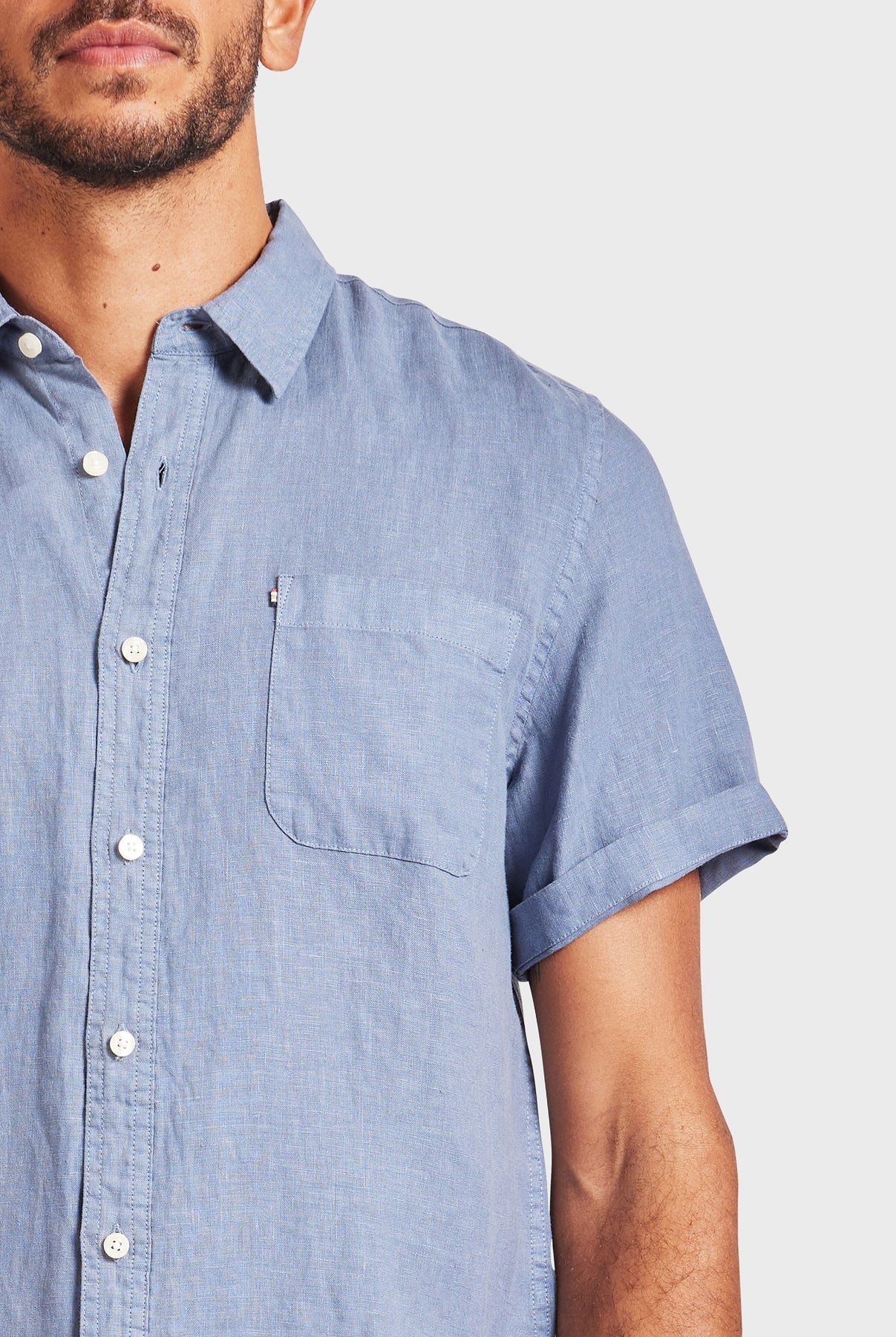 Hampton Linen Short Sleeve Shirt in Dutch Blue