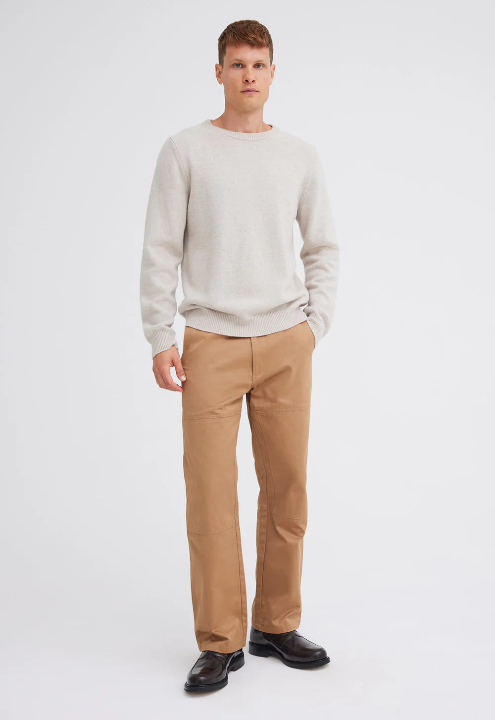 Foley Lambswool Sweater in Flaxen Beige