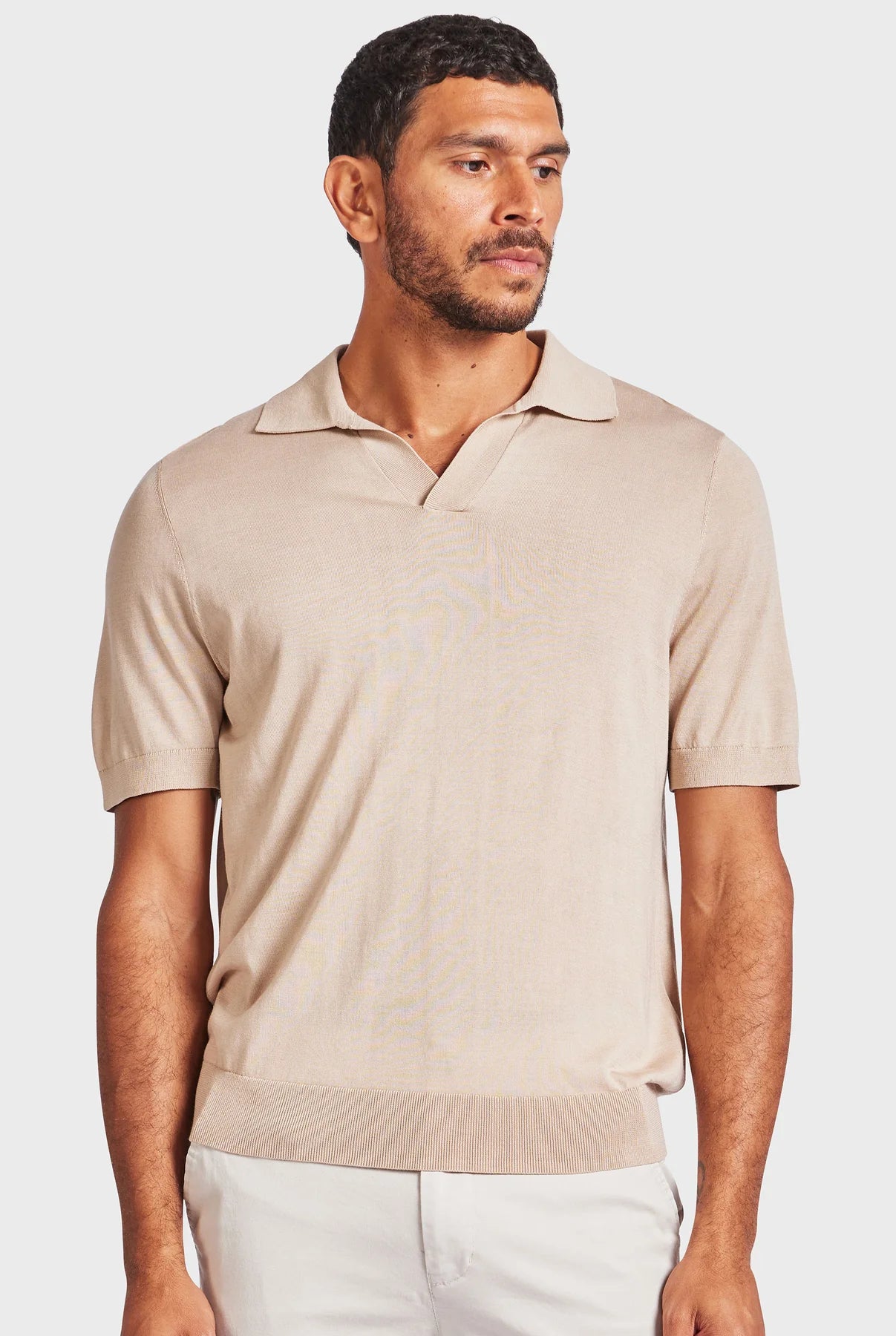 Irvine Knit Polo in Almond