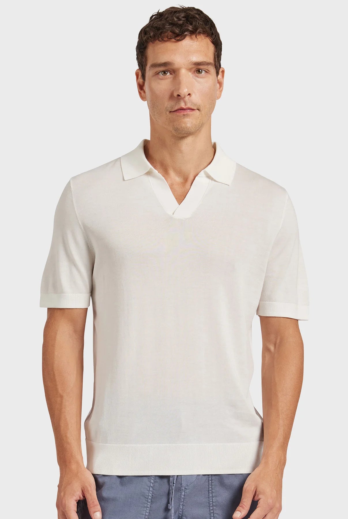 Irvine Knit Polo in Off White